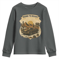 Vintage Muscle Car Route Highway 66 Youth Sweatshirt Born To Roam Road Trip