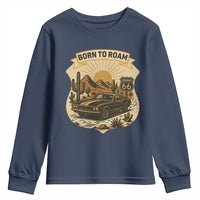 Vintage Muscle Car Route Highway 66 Youth Sweatshirt Born To Roam Road Trip