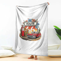 Retro Route Highway 66 Throw Blanket Boho Wildflower Americana Floral