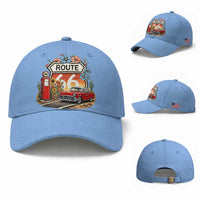 Retro Route Highway 66 Baseball Cap Boho Wildflower Americana Floral