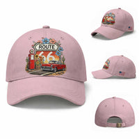 Retro Route Highway 66 Baseball Cap Boho Wildflower Americana Floral