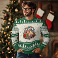 Retro Route Highway 66 Ugly Christmas Sweater Boho Wildflower Americana Floral