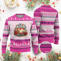 Retro Route Highway 66 Ugly Christmas Sweater Boho Wildflower Americana Floral