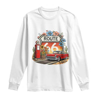 Retro Route Highway 66 Long Sleeve Shirt Boho Wildflower Americana Floral