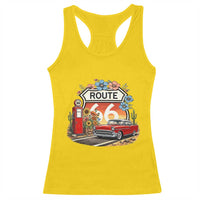 Retro Route Highway 66 Racerback Tank Top Boho Wildflower Americana Floral