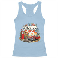 Retro Route Highway 66 Racerback Tank Top Boho Wildflower Americana Floral