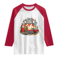 Retro Route Highway 66 Raglan Shirt Boho Wildflower Americana Floral