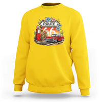 Retro Route Highway 66 Sweatshirt Boho Wildflower Americana Floral