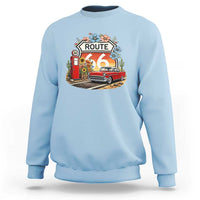 Retro Route Highway 66 Sweatshirt Boho Wildflower Americana Floral