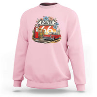 Retro Route Highway 66 Sweatshirt Boho Wildflower Americana Floral