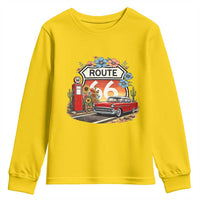 Retro Route Highway 66 Youth Sweatshirt Boho Wildflower Americana Floral
