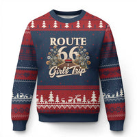 Retro Floral Route Highway 66 Girls Trip Road Trip Ugly Christmas Sweater