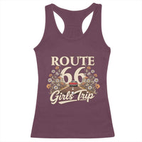 Retro Floral Route Highway 66 Girls Trip Road Trip Racerback Tank Top