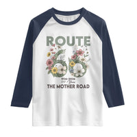 Route Highway 66 Raglan Shirt Floral Centennial 100 Year Anniversary