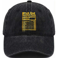 Black Dad Nutrition Facts Washed Cotton Baseball Cap African American Fathers Day