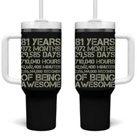 Vintage 81st Milestone Birthday Tumbler With Handle 81 Years Of Being Awesome