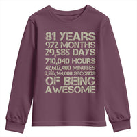 Vintage 81st Milestone Birthday Youth Sweatshirt 81 Years Of Being Awesome