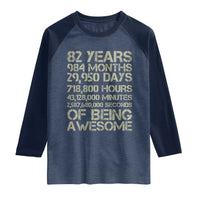 Vintage 82nd Milestone Birthday Raglan Shirt 82 Years Of Being Awesome