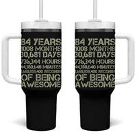 Vintage 84th Milestone Birthday Tumbler With Handle 84 Years Of Being Awesome