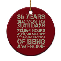 Vintage 86th Milestone Birthday Ceramic Ornament 86 Years Of Being Awesome