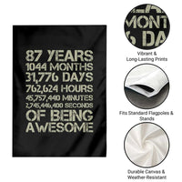 Vintage 87th Milestone Birthday Garden Flag 87 Years Of Being Awesome