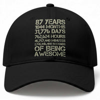 Vintage 87th Milestone Birthday Baseball Cap 87 Years Of Being Awesome
