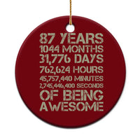 Vintage 87th Milestone Birthday Ceramic Ornament 87 Years Of Being Awesome