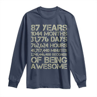 Vintage 87th Milestone Birthday Long Sleeve Shirt 87 Years Of Being Awesome