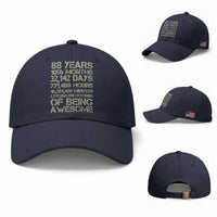 Vintage 88th Milestone Birthday Baseball Cap 88 Years Of Being Awesome