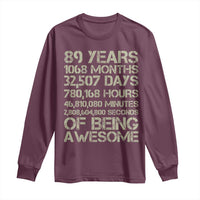 Vintage 89th Milestone Birthday Long Sleeve Shirt 89 Years Of Being Awesome