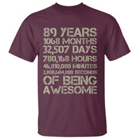 Vintage 89th Milestone Birthday T Shirt 89 Years Of Being Awesome