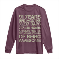 Vintage 91st Milestone Birthday Long Sleeve Shirt 91 Years Of Being Awesome