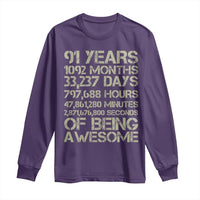 Vintage 91st Milestone Birthday Long Sleeve Shirt 91 Years Of Being Awesome