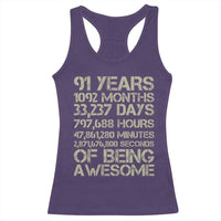 Vintage 91st Milestone Birthday Racerback Tank Top 91 Years Of Being Awesome