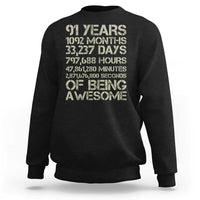 Vintage 91st Milestone Birthday Sweatshirt 91 Years Of Being Awesome