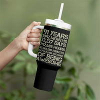 Vintage 91st Milestone Birthday Tumbler With Handle 91 Years Of Being Awesome