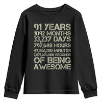 Vintage 91st Milestone Birthday Youth Sweatshirt 91 Years Of Being Awesome