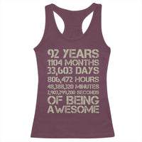 Vintage 92nd Milestone Birthday Racerback Tank Top 92 Years Of Being Awesome