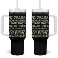 Vintage 92nd Milestone Birthday Tumbler With Handle 92 Years Of Being Awesome