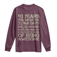 Vintage 93rd Milestone Birthday Long Sleeve Shirt 93 Years Of Being Awesome