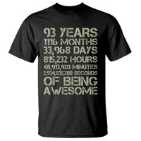 Vintage 93rd Milestone Birthday T Shirt 93 Years Of Being Awesome