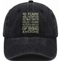 Vintage 93rd Milestone Birthday Washed Cotton Baseball Cap 93 Years Of Being Awesome