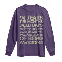 Vintage 94th Milestone Birthday Long Sleeve Shirt 94 Years Of Being Awesome