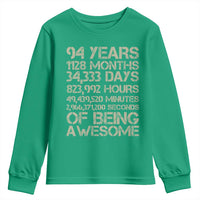 Vintage 94th Milestone Birthday Youth Sweatshirt 94 Years Of Being Awesome