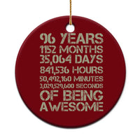 Vintage 96th Milestone Birthday Ceramic Ornament 96 Years Of Being Awesome