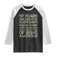 Vintage 97th Milestone Birthday Raglan Shirt 97 Years Of Being Awesome