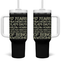 Vintage 97th Milestone Birthday Tumbler With Handle 97 Years Of Being Awesome