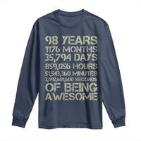 Vintage 98th Milestone Birthday Long Sleeve Shirt 98 Years Of Being Awesome