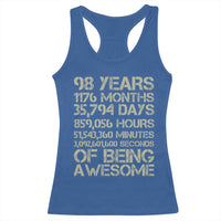 Vintage 98th Milestone Birthday Racerback Tank Top 98 Years Of Being Awesome