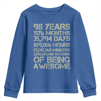 Vintage 98th Milestone Birthday Youth Sweatshirt 98 Years Of Being Awesome